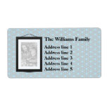 Custom Photo frame address labels (blue floral)