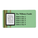 Custom Photo frame address labels (green stripe)