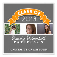 Custom Photo Graduation Ribbon Banner Personalized Invitations