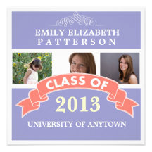 Custom Photo Graduation Ribbon Banner Custom Announcements