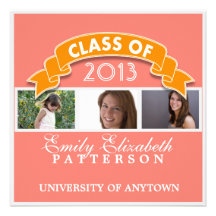 Custom Photo Graduation Ribbon Banner Invites