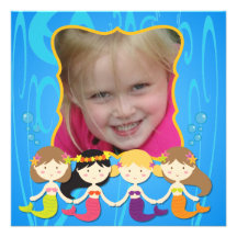 Custom Photo Mermaid Birthday Invitation