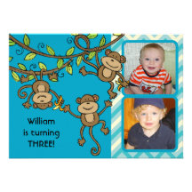 Custom Photo Swinging Monkeys Birthday Invitation