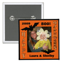 Custom Photo & Text Halloween Button