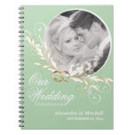 Custom Photo Wedding Guestbook - Sage and White Spiral Notebooks