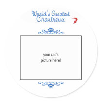 Custom Photo! Worlds Greatest Chartreux Round Stickers