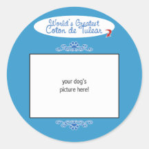 Custom Photo! Worlds Greatest Coton de Tulear Round Stickers