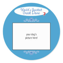 Custom Photo! Worlds Greatest Great Dane Round Sticker