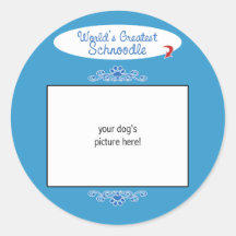 Custom Photo! Worlds Greatest Schnoodle Round Stickers