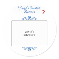Custom Photo! Worlds Greatest Siamese Round Sticker