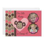 Custom Photos Girls Peace Monkey Birthday Invites