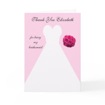 Custom Pink Bridesmaid Thank You Card