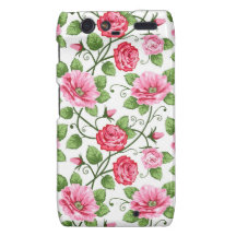 Custom Pink & Red Rose Floral Motorola Razr Case Motorola Droid RAZR Case