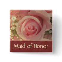 Custom Pink Rose Bridal Button - Customized