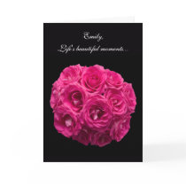 Custom Pink Roses Be My Bridesmaid Card