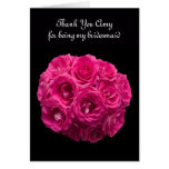 Custom Pink Roses Bridesmaid Thank You Card
