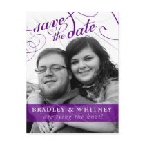 Custom Plum & Pewter Save the Date Postcard