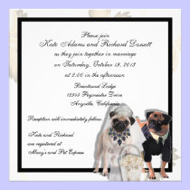 Custom Pug Wedding or Anniversary Invitations invitations
