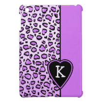 Custom Purple Leopard Print w/ Heart Monogram ipad mini cases