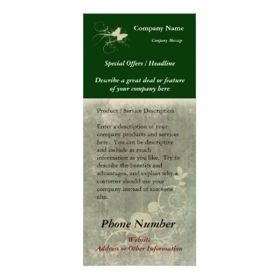 Custom Rack Card, Green Design (Spa, Health, Hair by cutencomfy