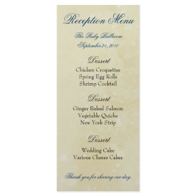 Custom Reception Menus - Blue by itsyourwedding