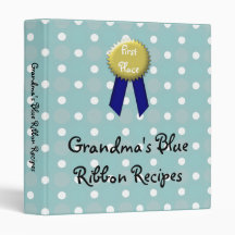Custom Recipe Book, Grandma's Blue Ribbon Vinyl Binders
