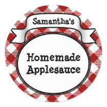 Custom Red Apple/Applesauce Canning Jar Label Round Stickers