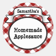 Custom Red Apple/Applesauce Canning Jar Label Round Stickers