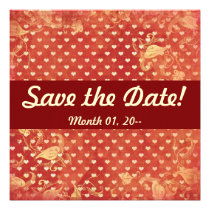 Custom Red Vintage Grunge Hearts Pattern Announcem invitations