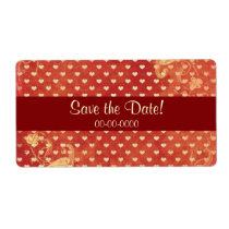 Custom Red Vintage Grunge Hearts Pattern Labels labels