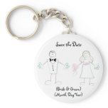 Custom Save the Date Keychain- Cartoon Couple