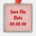 Custom, Save The Date. Red and Pink Christmas Ornament