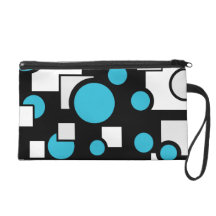 Custom Shapes in Teal and White Wristlet