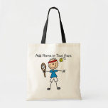 Custom Stick Figure Male Tennis Player  Tote  Bag