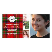 Custom tartan photo graduation custom photo card