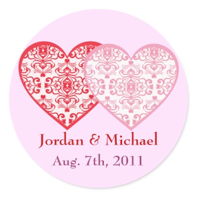 Custom Text Damask Heart Wedding Sticker by jamiecreates1
