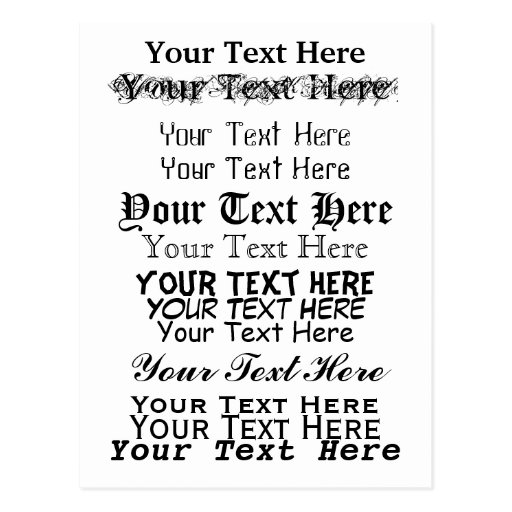 Custom Text. Fonts Postcard no. 5. Your Text Here. | Zazzle