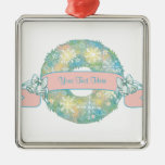 Custom Text Retro 50s Multicolor Christmas Wreath Ornaments