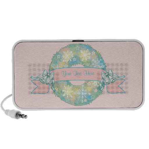Custom Text Retro 50s Multicolor Christmas Wreath iPod Speakers