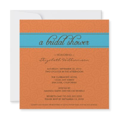 custom Timeless Bridal Shower Invite (orange/blue) by TheWeddingShoppe