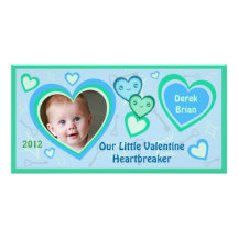 Custom Valentine Kawaii Hearts Photo Card