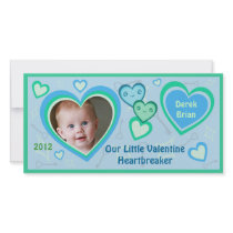 Custom Valentine Kawaii Hearts Photo Card
