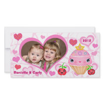 Custom Valentine Princess Cupcake Photo Card