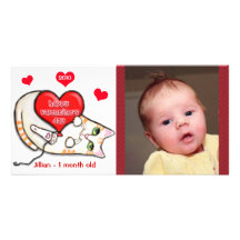 Custom Valentine's Day Cat Baby  Photo Card
