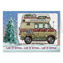 Custom Van Camper RV Holiday Cards Carte De Vœux