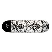 Custom Vintage Black Pattern Damask Skateboard