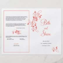 Custom Wedding Program - Coral Flyers