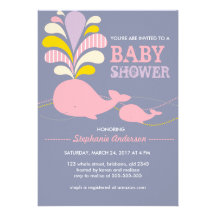Custom whale baby shower invitation
