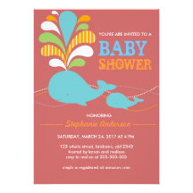 Custom whale baby shower invitation
