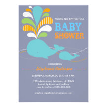 Custom whale baby shower invitation